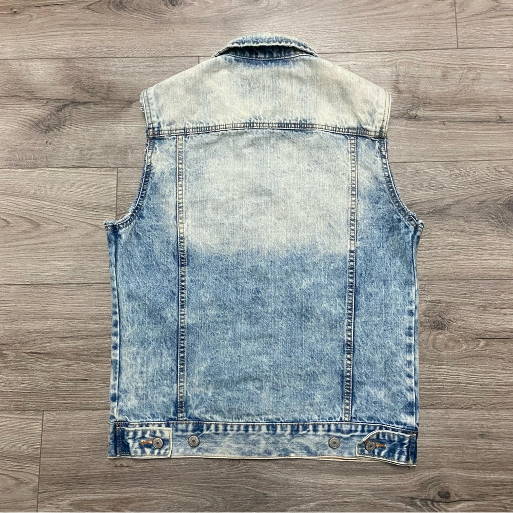 Acid Wash Aeropostale Denim Vest Grunge Steam Punk Festival - Picture 9 of 12